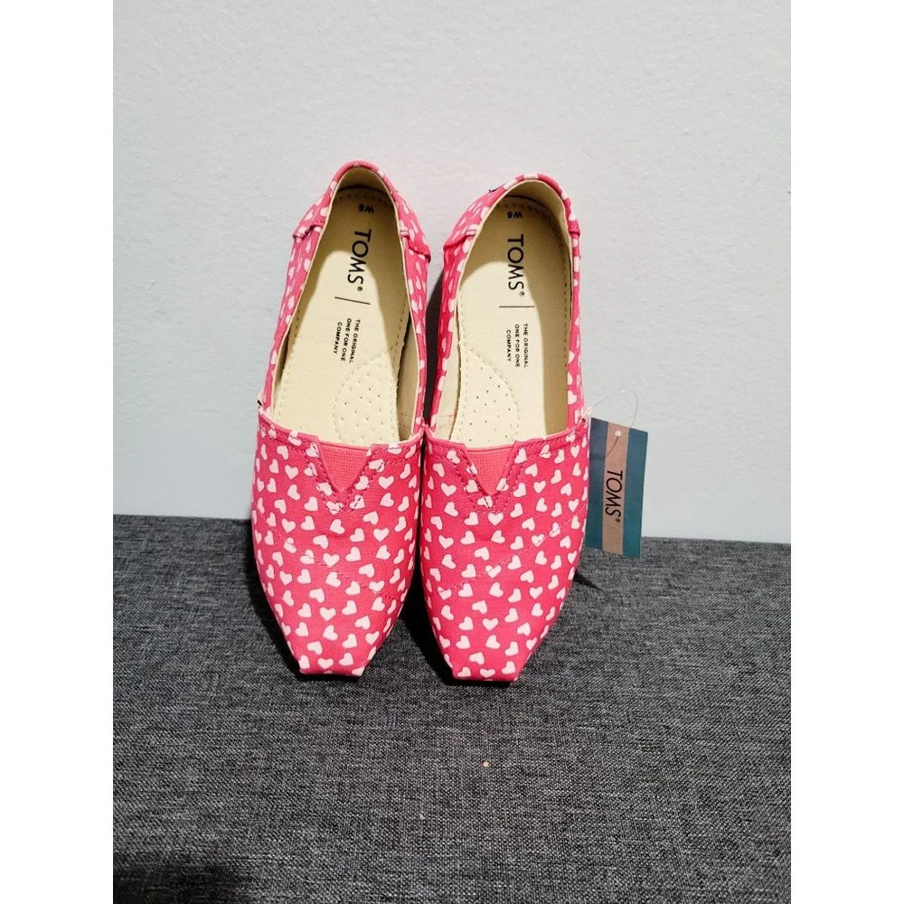 TOMS Wmm belmont raspberry hearts Women's Casual Flat Slip On Size 6